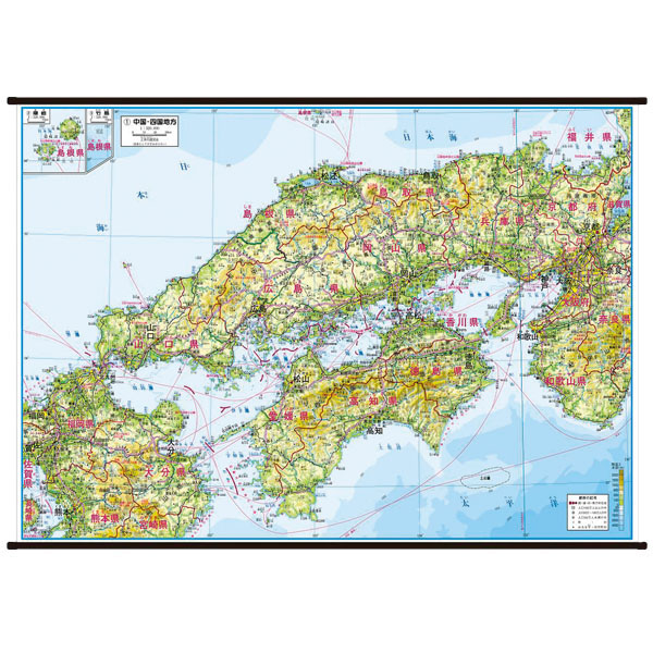 ｕｃｈｉｄａｓウチダス地図掛図 M日本地方別地図 中国四国地方 学習支援用品